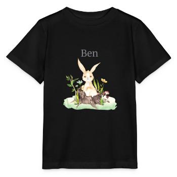Waldtier Reh Hase Igel Blumen Name Ben - Stanley/Stella Kinder T-Shirt MINI CREATOR  - Schwarz - Vorne - Mikhail (115cm)