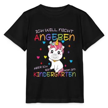 Einhorn Kita Anfänger Hallo Kindergarten Start - Stanley/Stella Kinder T-Shirt MINI CREATOR  - Schwarz - Vorne - Mikhail (115cm)