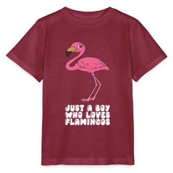 Drôles de graphismes flamants roses - T-shirt bio MINI CREATOR Stanley/Stella Enfant - bordeaux - Devant - Kain (125cm)