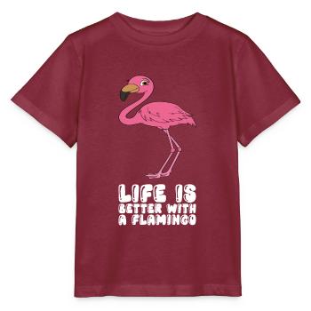 Drôles de graphismes flamants roses - T-shirt bio MINI CREATOR Stanley/Stella Enfant - bordeaux - Devant - Kain (125cm)