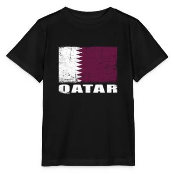 Katar Flagge Grunge Katar Fahne - Stanley/Stella Kinder T-Shirt MINI CREATOR  - Schwarz - Vorne - Mikhail (115cm)
