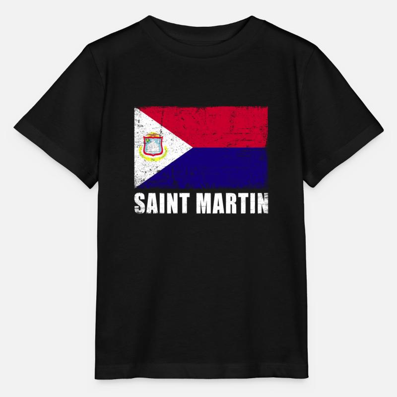 Drapeau de Saint-Martin Grunge Drapeau de Saint-Martin - T-shirt bio MINI CREATOR Stanley/Stella Enfant - noir