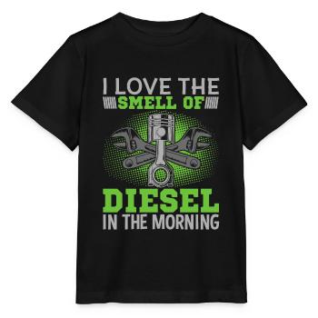 J’adore l’odeur du diesel le matin - T-shirt bio MINI CREATOR Stanley/Stella Enfant - noir - Devant - Mikhail (115cm)