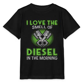 J’adore l’odeur du diesel le matin - T-shirt bio MINI CREATOR Stanley/Stella Enfant - noir - Devant - Mikhail (115cm)