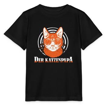 Katze Mietzekatze Hauskatze - Stanley/Stella Kinder T-Shirt MINI CREATOR  - Schwarz - Vorne - Mikhail (115cm)