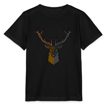 Bois de cerf rouge avec bois de cerf - T-shirt bio MINI CREATOR Stanley/Stella Enfant - noir - Devant - Mikhail (115cm)