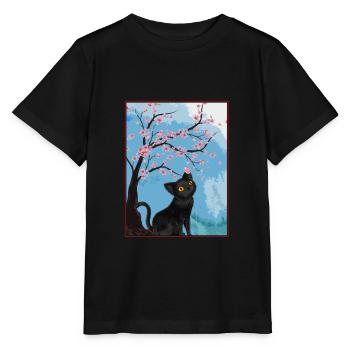 Katzenliebhaber Kirschblüte Japan Kirschbaum - Stanley/Stella Kinder T-Shirt MINI CREATOR  - Schwarz - Vorne - Mikhail (115cm)