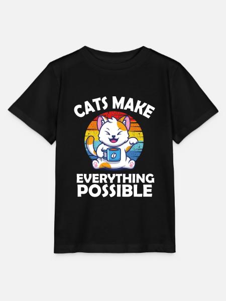 Cats make everything possible - Stanley/Stella Kinder T-Shirt MINI CREATOR  - Schwarz