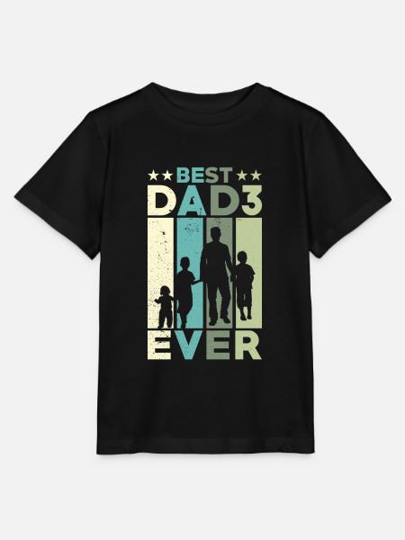 Bester Vater Aller Zeiten Retro Drei Kinder Bester - Stanley/Stella T-shirt MINI CREATOR til børn - sort