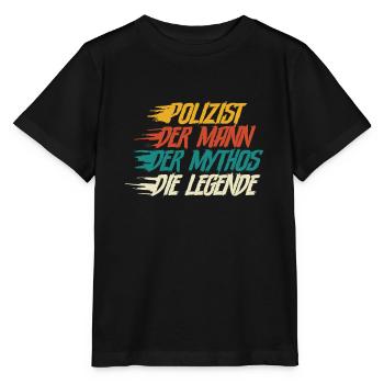 Polizist Polizei - Stanley/Stella Kinder T-Shirt MINI CREATOR  - Schwarz - Vorne - Mikhail (115cm)
