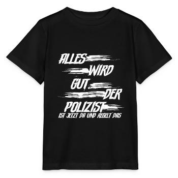 Polizist Polizei - Stanley/Stella Kinder T-Shirt MINI CREATOR  - Schwarz - Vorne - Mikhail (115cm)