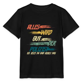 Polizist Polizei - Stanley/Stella Kinder T-Shirt MINI CREATOR  - Schwarz - Vorne - Mikhail (115cm)