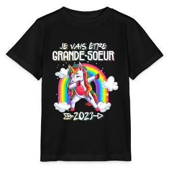 Je Vais Être Grande Soeur 2023 Grossesse Cadeau - T-shirt bio MINI CREATOR Stanley/Stella Enfant - noir - Devant - Mikhail (115cm)