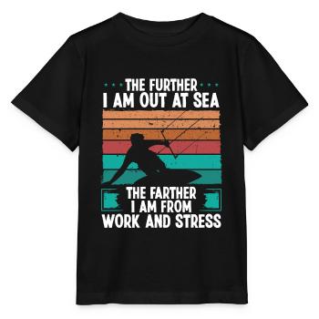 Kitesurfeur Plus loin à la mer Humour Kitebaorder - T-shirt bio MINI CREATOR Stanley/Stella Enfant - noir - Devant - Mikhail (115cm)