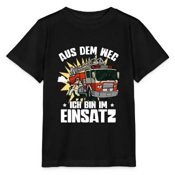 Aus Dem Weg Ich Bin Im Einsatz Feuerwehr - Stanley/Stella Kinder T-Shirt MINI CREATOR  - Schwarz - Vorne - Mikhail (115cm)