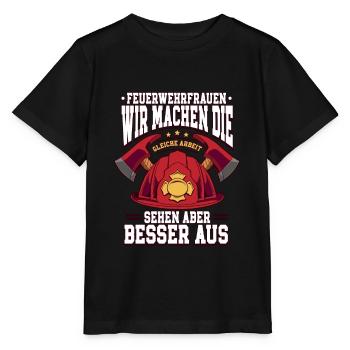 Feuerwehrfrauen Feuerwehrfrau - Stanley/Stella Kinder T-Shirt MINI CREATOR  - Schwarz - Vorne - Mikhail (115cm)