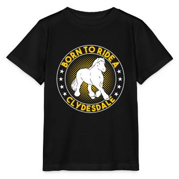 Clydesdale Horse Equestrian Sport Cheval de sang froid - T-shirt bio MINI CREATOR Stanley/Stella Enfant - noir - Devant - Mikhail (115cm)