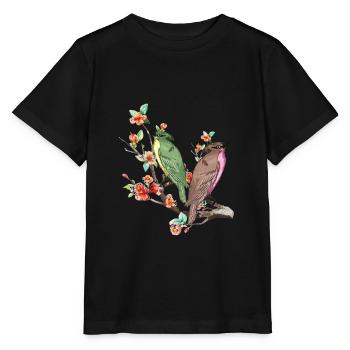 Art japonais Oiseau Pêcher Fleur de Cerisier - T-shirt bio MINI CREATOR Stanley/Stella Enfant - noir - Devant - Mikhail (115cm)
