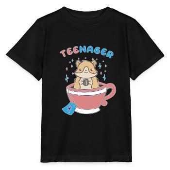 TeeNager Tea Hamster Adolescent Rongeur - T-shirt bio MINI CREATOR Stanley/Stella Enfant - noir - Devant - Mikhail (115cm)