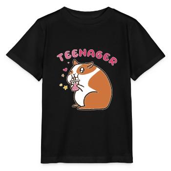 TeeNager Tea Hamster Adolescent Rongeur - T-shirt bio MINI CREATOR Stanley/Stella Enfant - noir - Devant - Mikhail (115cm)