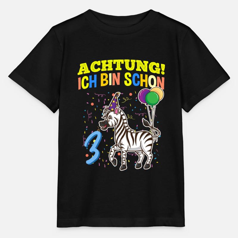 Achtung Ich Bin Schon 3 Tier Geburtstag Zebra - Stanley/Stella Kinder T-Shirt MINI CREATOR  - Schwarz