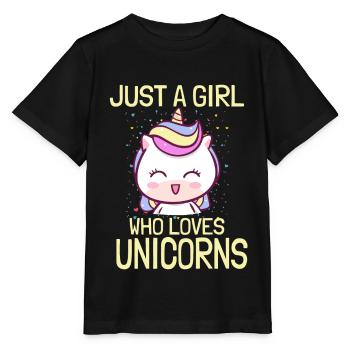 Nur ein Mädchen das Einhorn liebt - Stanley/Stella Kinder T-Shirt MINI CREATOR  - Schwarz - Vorne - Mikhail (115cm)
