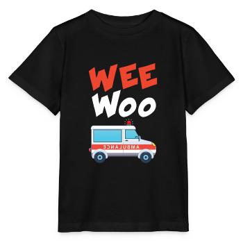 Wee Woo Krankenwagen AMR Lustiges EMS EMT - Stanley/Stella Kinder T-Shirt MINI CREATOR  - Schwarz - Vorne - Mikhail (115cm)