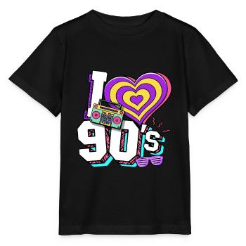 Années 90 J’aime années 90 - T-shirt bio MINI CREATOR Stanley/Stella Enfant - noir - Devant - Mikhail (115cm)