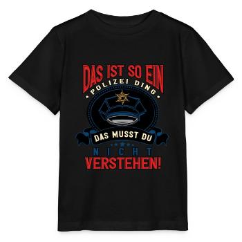 Polizist Polizei - Stanley/Stella Kinder T-Shirt MINI CREATOR  - Schwarz - Vorne - Mikhail (115cm)