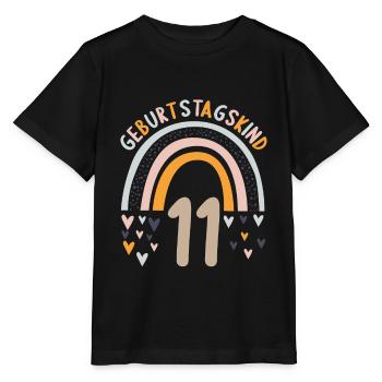 11 Jahre alt Rainbow Regenbogen 11. Geburtstag - Stanley/Stella Kinder T-Shirt MINI CREATOR  - Schwarz - Vorne - Mikhail (115cm)
