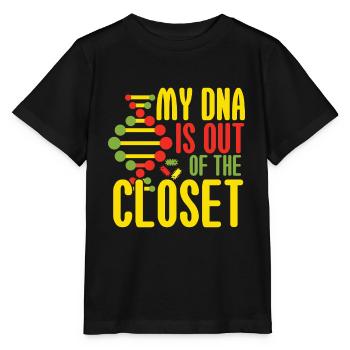 My DNA Is Out Of The Closet - Stanley/Stella MINI CREATOR Kids’ T-Shirt - black - Front - Mikhail (115cm)