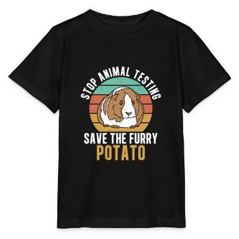 Stop Animal Testing Funny Furry Potato For Guinea - Stanley/Stella MINI CREATOR Kids’ T-Shirt - black - Front - Mikhail (115cm)