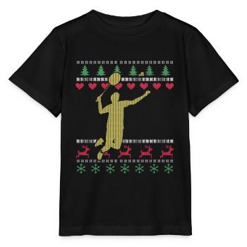 Badmintonspieler Ugly Christmas - Stanley/Stella Kinder T-Shirt MINI CREATOR  - Schwarz - Vorne - Mikhail (115cm)