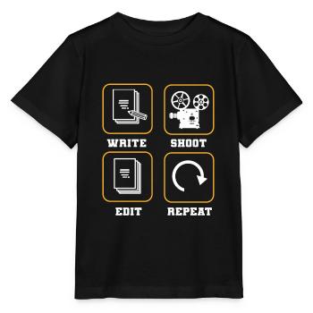Write Shoot Edit Repeat Filmmaker Director - Stanley/Stella MINI CREATOR Kids’ T-Shirt - black - Front - Mikhail (115cm)