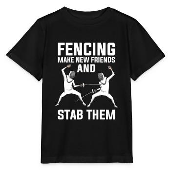 Escrime Se faire de nouveaux amis et les poignarder Escrimeur - T-shirt bio MINI CREATOR Stanley/Stella Enfant - noir - Devant - Mikhail (115cm)