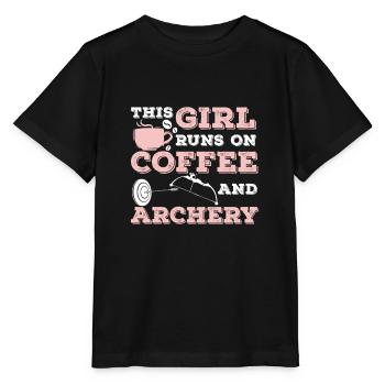 This Girl Runs On Coffee Funny Archery Sports For - Stanley/Stella MINI CREATOR Kids’ T-Shirt - black - Front - Mikhail (115cm)