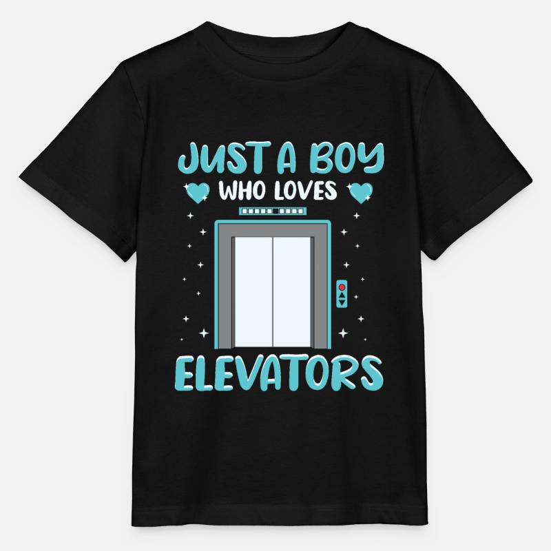 Just A Boy Who Loves Elevators Technician Mechanic - Stanley/Stella MINI CREATOR Kids’ T-Shirt - black