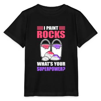 I Paint Rocks What's Your Superpower Rock Painting - Stanley/Stella Kinder T-Shirt MINI CREATOR  - Schwarz - Vorne - Mikhail (115cm)