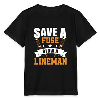Save A Fuse Blow A Lineman Funny Humor For - Stanley/Stella MINI CREATOR Kids’ T-Shirt - black - Front - Mikhail (115cm)