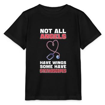 Tous les anges n’ont pas d’ailes Certains ont des stéthoscopes - T-shirt bio MINI CREATOR Stanley/Stella Enfant - noir - Devant - Mikhail (115cm)