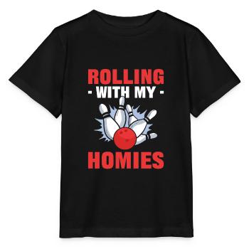 Rolling With My Homies Bowling Bowler - Stanley/Stella Kinder T-Shirt MINI CREATOR  - Schwarz - Vorne - Mikhail (115cm)