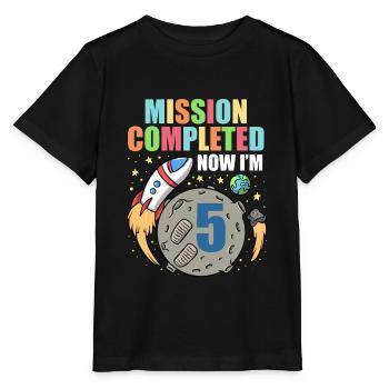 Space Birthday 5 Astronaut Planeten Raketenschiff - Stanley/Stella Kinder T-Shirt MINI CREATOR  - Schwarz - Vorne - Mikhail (115cm)