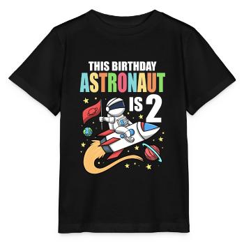 Space Birthday 2 Astronaut Planeten Raketenschiff - Stanley/Stella Kinder T-Shirt MINI CREATOR  - Schwarz - Vorne - Mikhail (115cm)