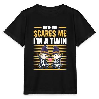 Nothing Scares Me I'm A Twin Halloween Twins - Stanley/Stella Kinder T-Shirt MINI CREATOR  - Schwarz - Vorne - Mikhail (115cm)