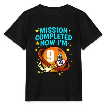 Space Birthday 9 Astronaut Planeten Raketenschiff - Stanley/Stella Kinder T-Shirt MINI CREATOR  - Schwarz - Vorne - Mikhail (115cm)