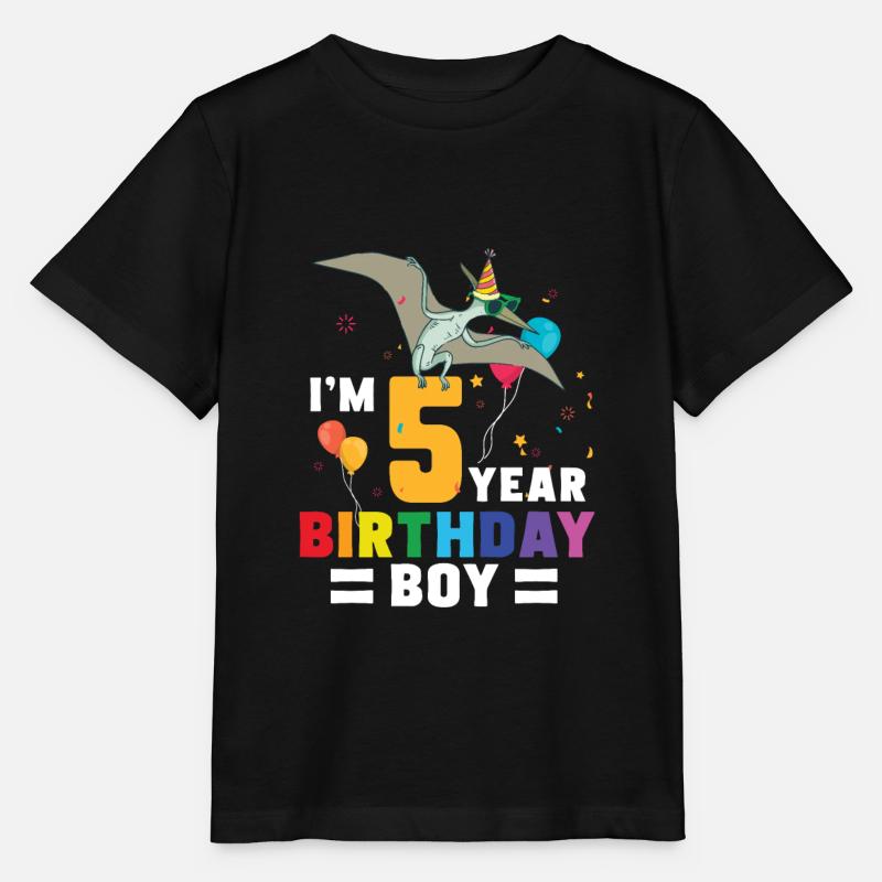 Je suis 5 ans garçon Pterodactylus 5 ans 5ème - T-shirt bio MINI CREATOR Stanley/Stella Enfant - noir