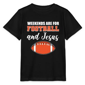 Les week-ends sont pour le football et Jésus américain - T-shirt bio MINI CREATOR Stanley/Stella Enfant - noir - Devant - Mikhail (115cm)
