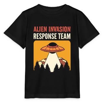 Alien Invasion Response Team Aliens UFO - Stanley/Stella Kinder T-Shirt MINI CREATOR  - Schwarz - Vorne - Mikhail (115cm)
