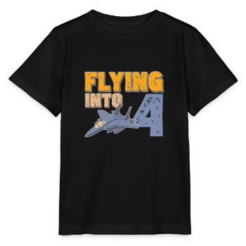 Flying Into 4 Fighter Jet 4 Year Old 4th Birthday - Stanley/Stella MINI CREATOR Kids’ T-Shirt - black - Front - Mikhail (115cm)
