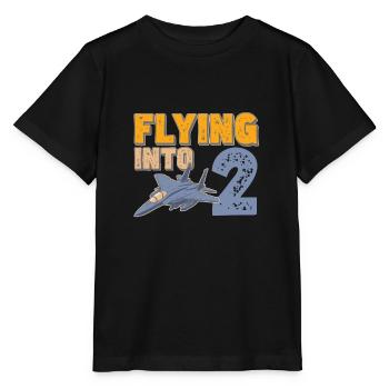 Flying Into 2 Fighter Jet 2 Year Old 2nd Birthday - Stanley/Stella MINI CREATOR Kids’ T-Shirt - black - Front - Mikhail (115cm)